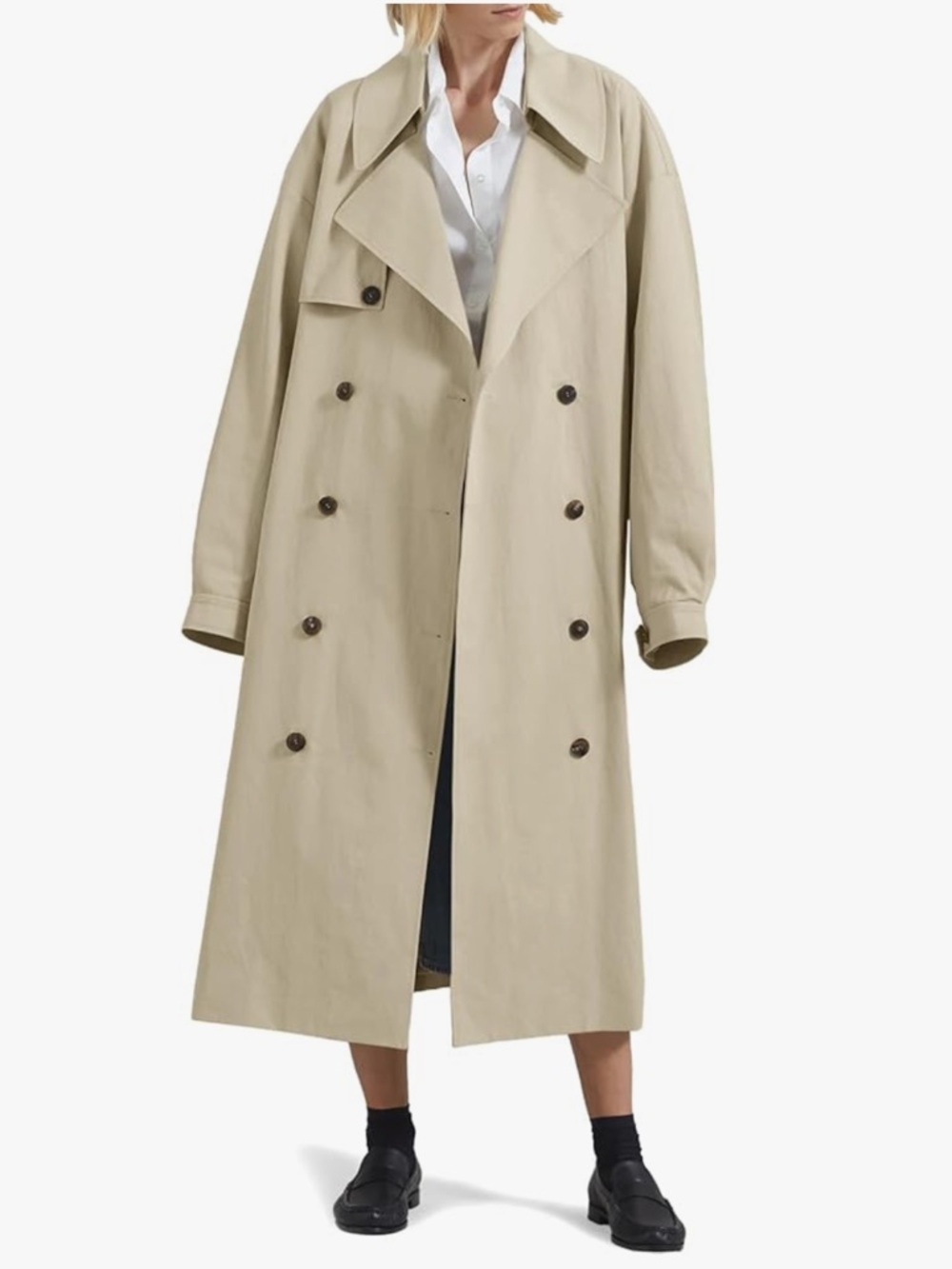 Double breasted long trench coat - Picture 2 of 4